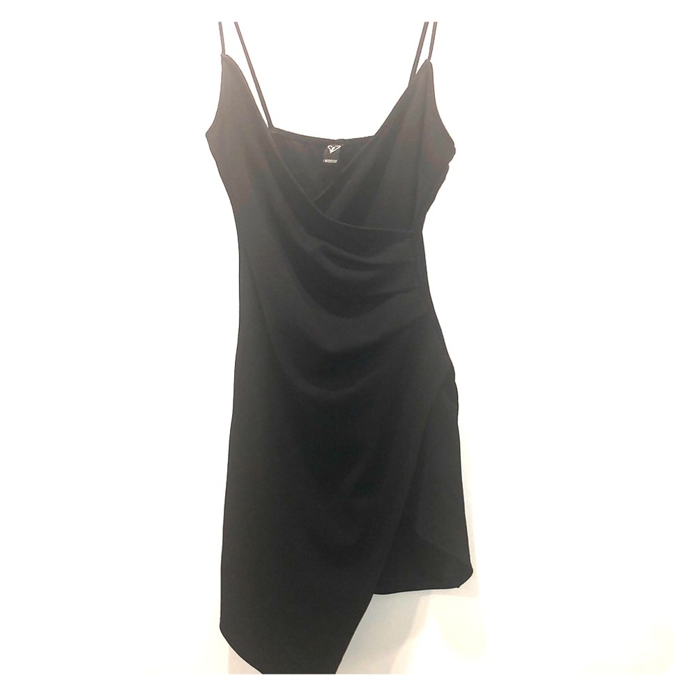 Black Asymmetrical Dress with Side Ruching